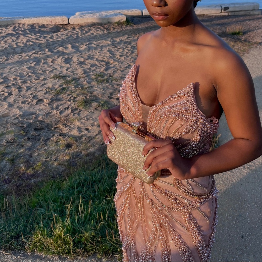 Alglist “Virelle” Rose gold Prom/Pagent Gown sz 4